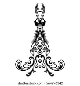 Damask floral pattern with arabesque, oriental ornament. Abstract traditional decor for backgrounds. Black and white colors, monochrome. Vector illustration
