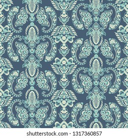 Damask floral pattern for decoration design. Elegance vintage arabesque ethnic background.