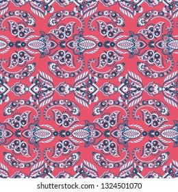 Damask floral pattern for decoration design. Elegance vintage arabesque ethnic background.