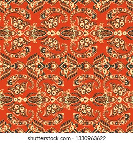 Damask floral pattern for decoration design. Elegance vintage arabesque ethnic background.