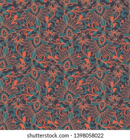 Damask floral pattern for decoration design. Elegance vintage arabesque ethnic background.