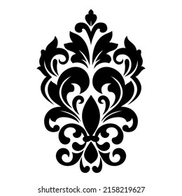 Damask floral pattern, silhouette and template. svg