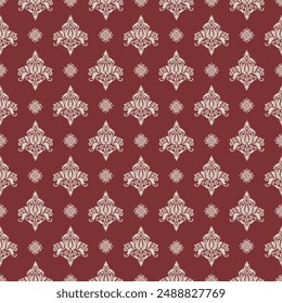 Damask Floral Pattern Vector. Arabesque Cloth  .Bandana Print.Silk  .Baroque Style  .Bohemian Decor   Border Embroidery .Carpet Pattern  .Cushion Cover ,Damascus Ornament  ,Damask Pattern 
