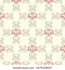 Patrón floral de damasco, fondo blanco para la tela, textil, ropa, papel de embalaje, telón de fondo, Anuncio, ilustración, fondo abstracto.