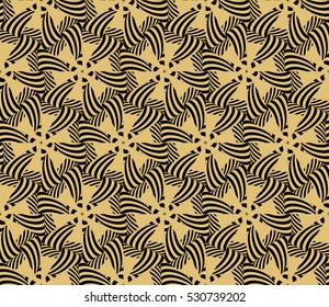 Damask floral seamless geometric pattern background. Luxury texture for wallpaper, invitation. Vector illustration. gold on black.