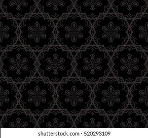 Damask floral seamless pattern background. Luxury texture for wallpaper, invitation. Vector illustration. Black monochrome
