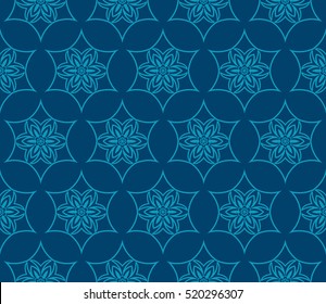 Damask floral seamless pattern background. Luxury texture for wallpaper, invitation. Vector illustration. Blue color.