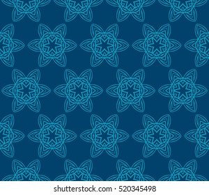 Damask floral seamless pattern background. Luxury texture for wallpaper, invitation. Vector illustration. Blue color.