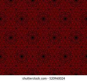 Damask Floral Seamless Pattern Background. Luxury Texture For Wallpaper, Invitation. Vector Illustration. Red, Black Color