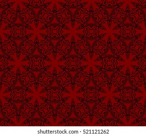 Damask Floral Seamless Pattern Background. Luxury Texture For Wallpaper, Invitation. Vector Illustration. Red, Black Color