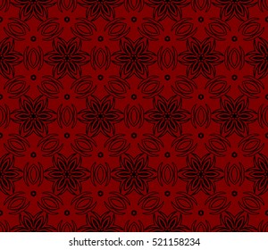 Damask floral seamless pattern background. Luxury texture for wallpaper, invitation. Vector illustration. red, black color