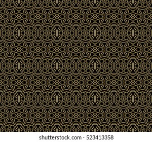 Damask floral seamless pattern background. Luxury texture for wallpaper, invitation. Vector illustration. gold on black.