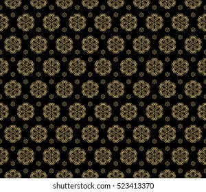 Damask floral seamless pattern background. Luxury texture for wallpaper, invitation. Vector illustration. gold on black.