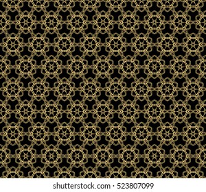 Damask floral seamless pattern background. Luxury texture for wallpaper, invitation. Vector illustration. gold on black.