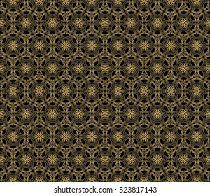 Damask floral seamless pattern background. Luxury texture for wallpaper, invitation. Vector illustration. gold on black.