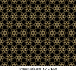 Damask floral seamless pattern background. Luxury texture for wallpaper, invitation. Vector illustration. gold on black.