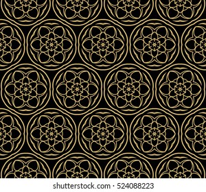 Damask floral seamless pattern background. Luxury texture for wallpaper, invitation. Vector illustration. gold on black.