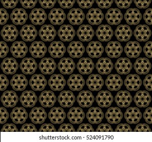 Damask floral seamless pattern background. Luxury texture for wallpaper, invitation. Vector illustration. gold on black.