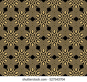 Damask floral seamless pattern background. Luxury texture for wallpaper, invitation. Vector illustration. gold on black.