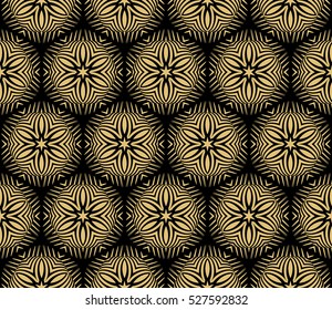 Damask floral seamless pattern background. Luxury texture for wallpaper, invitation. Vector illustration. gold on black.