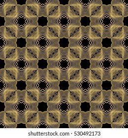 Damask floral seamless pattern background. Luxury texture for wallpaper, invitation. Vector illustration. gold on black.