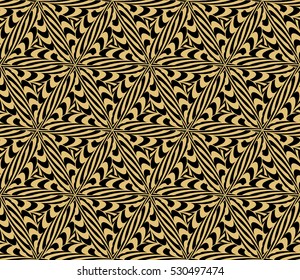Damask floral seamless pattern background. Luxury texture for wallpaper, invitation. Vector illustration. gold on black.