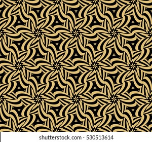 Damask floral seamless pattern background. Luxury texture for wallpaper, invitation. Vector illustration. gold on black.