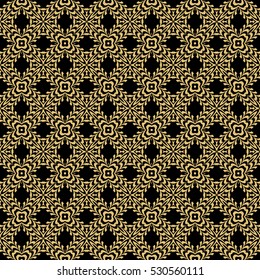 Damask floral seamless pattern background. Luxury texture for wallpaper, invitation. Vector illustration. gold on black.