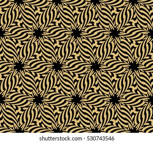 Damask floral seamless pattern background. Luxury texture for wallpaper, invitation. Vector illustration. gold on black.