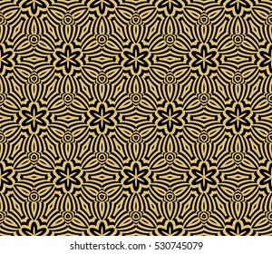 Damask floral seamless pattern background. Luxury texture for wallpaper, invitation. Vector illustration. gold on black.