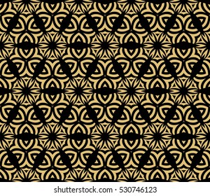 Damask floral seamless pattern background. Luxury texture for wallpaper, invitation. Vector illustration. gold on black.