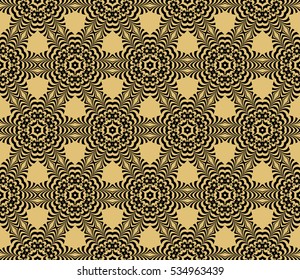 Damask floral seamless pattern background. Luxury texture for wallpaper, invitation. vector illustration. gold on black.