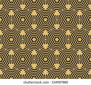 Damask floral seamless pattern background. Luxury texture for wallpaper, invitation. vector illustration. gold on black.