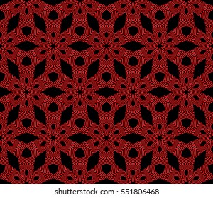 Damask floral seamless pattern background. Luxury texture for wallpaper, invitation. Vector illustration. red on black.