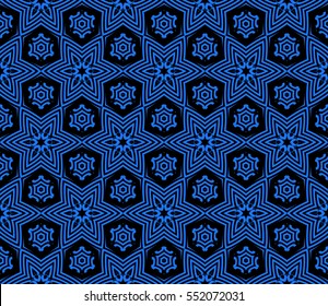 Damask floral seamless pattern background. Luxury texture for wallpaper, invitation. Vector illustration. blue, black color.