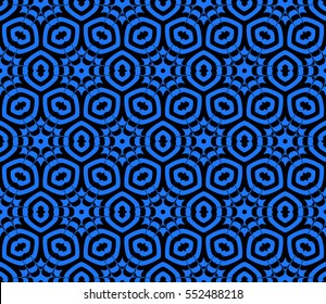 Damask floral seamless pattern background. Luxury texture for wallpaper, invitation. Vector illustration. blue, black color.