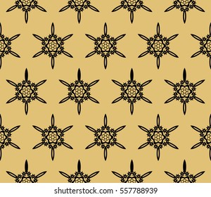Damask floral seamless pattern background. Luxury texture for wallpaper, invitation. Vector illustration. gold on black.