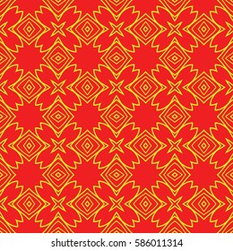 Damask floral seamless pattern background. Luxury texture for wallpaper, invitation. Vector illustration. red, yellow color