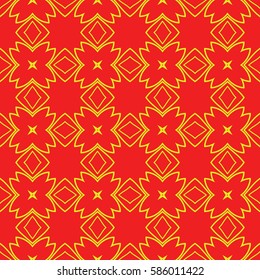 Damask floral seamless pattern background. Luxury texture for wallpaper, invitation. Vector illustration. red, yellow color