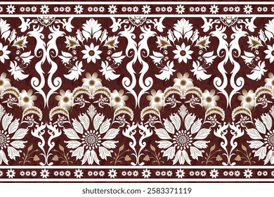 Damask floral seamless pattern, decoration, cute, red and white damask, motifs pattern