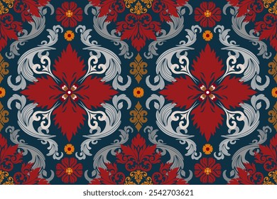 Damask floral seamless pattern element. Vector classical luxury old fashioned damask ornament, royal victorian seamless texture for wallpapers, textile, wrapping, carpet, fabric, vintage 