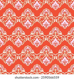 Damask floral seamless pattern element. Vector classical luxury old fashioned damask ornament, royal victorian seamless texture for wallpapers, textile, wrapping. Vintage exquisite floral 