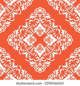 Damask floral seamless pattern element. Vector classical luxury old fashioned damask ornament, royal victorian seamless texture for wallpapers, textile, wrapping. Vintage exquisite floral 