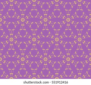 Damask floral seamless pattern. Luxury texture for wallpaper, invitation. Vector illustration. gold on purple color background.