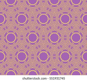 Damask floral seamless pattern. Luxury texture for wallpaper, invitation. Vector illustration. gold on purple color background.