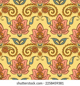 Damask Floral Seamless Pattern, Ornate Flowers