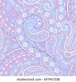 Damask floral seamless pattern with paisley ornament. Vintage vector background