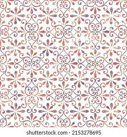 Patrón sin costuras floral Damask. Patrón floral de textura geométrica de color rojo.