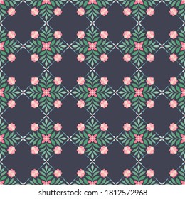 Damask floral seamless pattern. Vector retro style background print. Decorative flower texture.