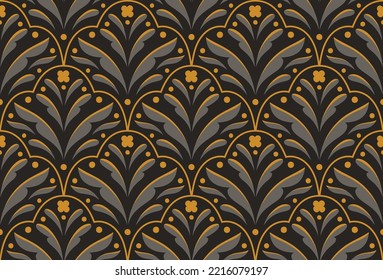 Damask floral seamless pattern. Vector retro style background print. Decorative flower texture.